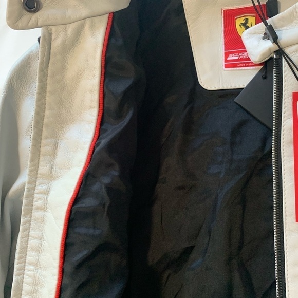 Women Shoulderfit leather perforated driver bomber Scuderia Ferrari jacket - Picture 8 of 16
